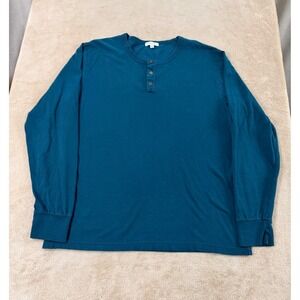 Gustin Henley Shirt mens size XL Teal Blue 100% Cotton Long sleeve EUC